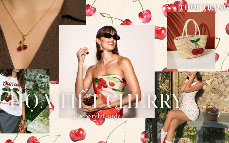 Họa tiết cherry: Nét chấm phá ngọt ngào cho những bản phối sang thu