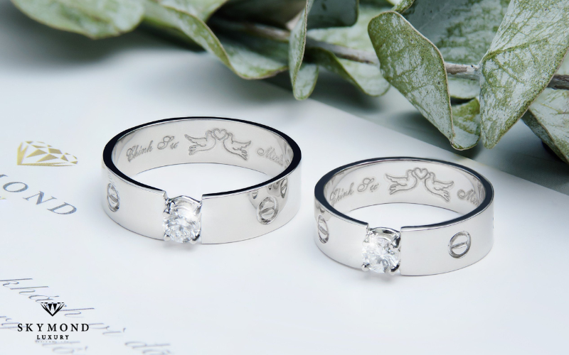 Skymond luxury thiết kế nhẫn kỷ niệm cưới platinum kim cương